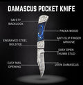 Damasucs Blue Folding Knive